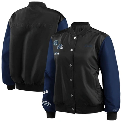 Wear By Erin Andrews Women's Black Seattle Seahawks Bomber Full-snap Jacket