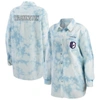 WEAR BY ERIN ANDREWS WEAR BY ERIN ANDREWS WHITE WASHINGTON CAPITALS OVERSIZED TIE-DYE BUTTON-UP DENIM SHIRT