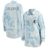Wear By Erin Andrews White Los Angeles Kings Oversized Tie-dye Button-up Denim Shirt In White