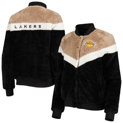 G-iii 4her By Carl Banks Women's Black, Tan Los Angeles Lakers Riot Squad Sherpa Full-snap Jacket In Black,tan
