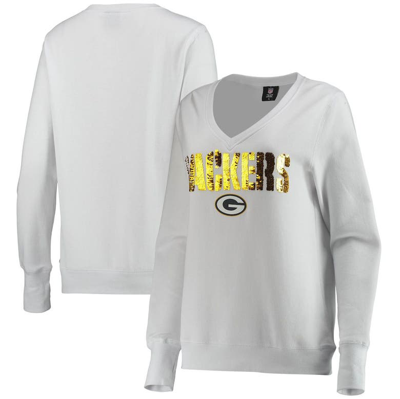 Cuce White Green Bay Packers Victory V-neck Pullover Sweatshirt