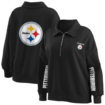 Wear By Erin Andrews Women's  Black Pittsburgh Steelers Half-zip Sweatshirt
