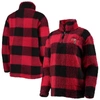 G-III 4HER BY CARL BANKS G-III 4HER BY CARL BANKS RED TAMPA BAY BUCCANEERS SHERPA PLAID QUARTER-ZIP JACKET