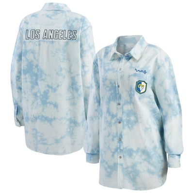 Wear By Erin Andrews Denim Los Angeles Rams Chambray Acid-washed Long Sleeve Button-up Shirt