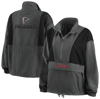 Wear By Erin Andrews Women's  Charcoal Atlanta Falcons Popover Packable Half-zip Jacket In Charcoal