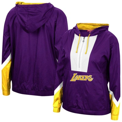 MITCHELL & NESS MITCHELL & NESS PURPLE LOS ANGELES LAKERS HALF-ZIP WINDBREAKER 2.0 HOODIE