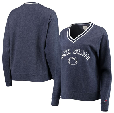 League Collegiate Wear Heathered Navy Penn State Nittany Lions Victory Springs V-neck Pullover Sweat