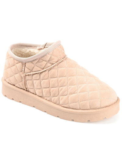 Journee Collection Tazara Quilted Faux Shearling Lined Slipper Boot In Beige