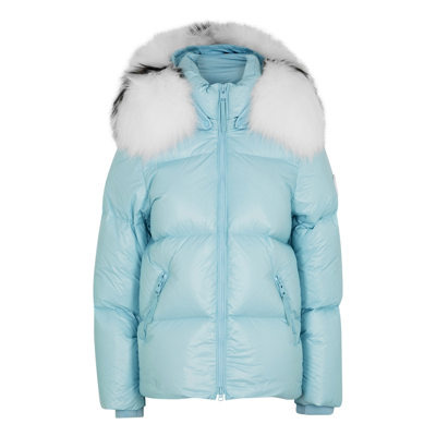 Arctic Army Light Blue Fur-trimmed Quilted Shell Jacket