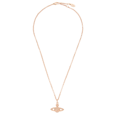 Vivienne Westwood Mini Bas Relief Silver-tone Orb Necklace In Rose