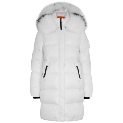 Arctic Army White Fur-trimmed Quilted Shell Coat