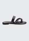 Manolo Blahnik Susa Crisscross Metallic Flat Sandals In Black