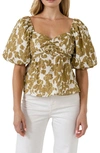 Free The Roses Cecille Blouse In Brown In Tan