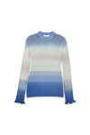 Akita Striped Space Dye L/s Crewneck With Slits In Cobalt Space Dye
