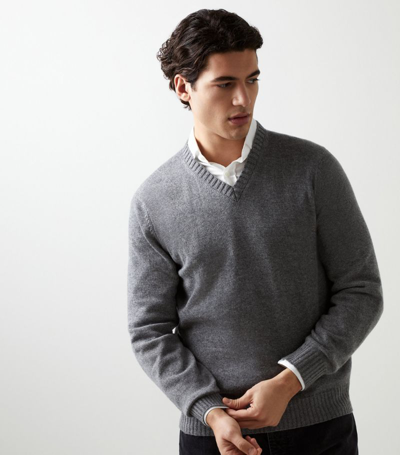 Brunello Cucinelli Cashmere V-neck Sweater In Grey