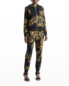 Versace Jeans Couture Regalia Baroque Print Track Pants In Black Gold