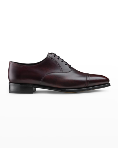 John Lobb Men's Prestige Cap-toe Leather Oxfords In Plum