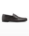 John Lobb Men's Thorne Soft Textured Leather Penny Loafers In Dark Brown