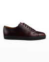 JOHN LOBB MEN'S BURNISHED LEATHER LOW-TOP SNEAKERS