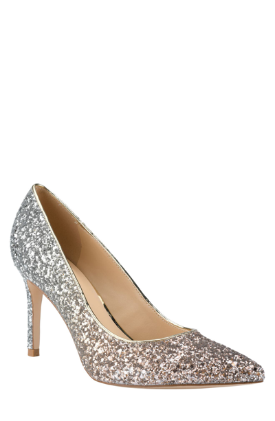 Marc Fisher Pointed-toe Glitter Pump In Gold/ Silver | ModeSens