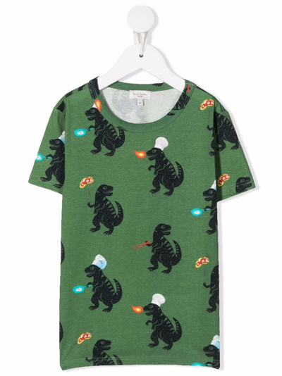 Paul Smith Junior Kids' 恐龙图案棉质t恤 In Verde