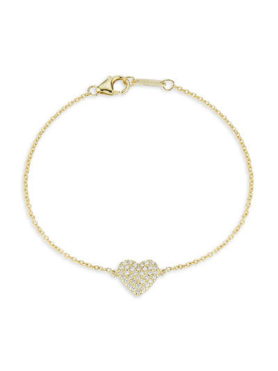 Nephora Women's 14k Yellow Gold & 0.19 Tcw Pave Diamond Heart Bracelet