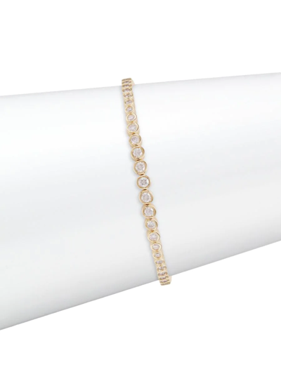 Saks Fifth Avenue Women's 14k Yellow Gold & 1.90 Tcw Diamond Bezel Tennis Bracelet