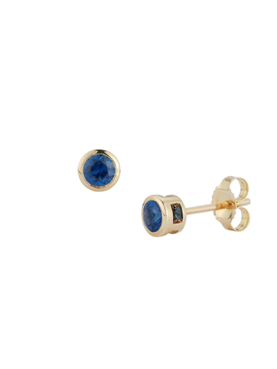 Nephora Women's 14k Yellow Gold & Blue Sapphire Stud Earrings
