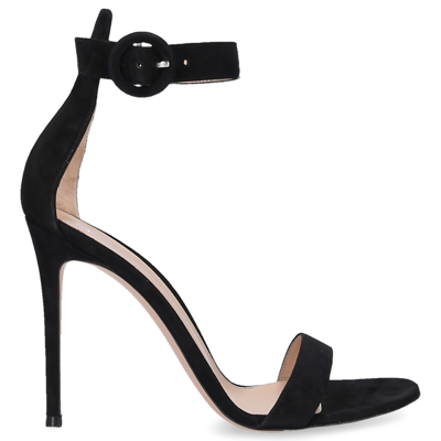 Gianvito Rossi Black Portofino 105 Suede Sandals In Schwarz