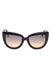 Max Mara 56mm Gradient Cat Eye Sunglasses In Sblk/ Smkg
