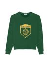 Saint Laurent Logo-flocked Cotton-jersey Sweatshirt In Green