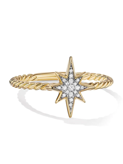 David Yurman Women's Cable Collectibles North Star Stack Ring In 18k Yellow Gold With Pavé Diamonds