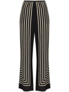 Totême Striped Silk Crepe De Chine Wide-leg Pants In Black