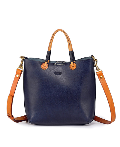 Old Trend Women's Genuine Leather Outwest Mini Tote Bag In Navy