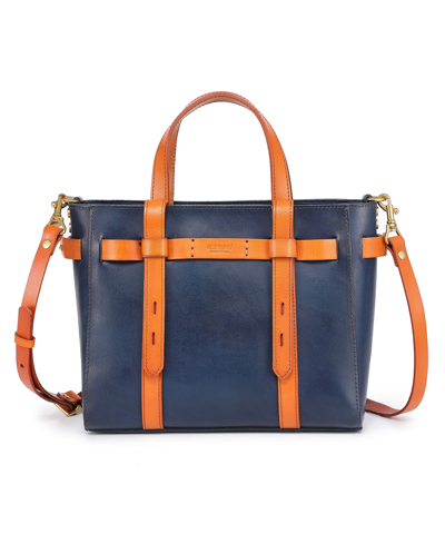 Old Trend Women's Genuine Leather Westland Minit Tote Bag In Navy