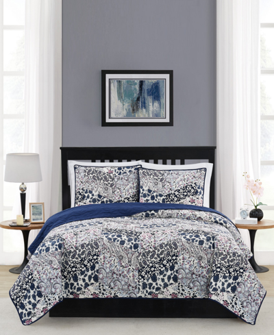 Cannon Chelsea 3 Piece Quilt Set, Full/queen In Blue Multi