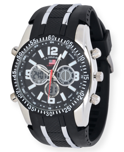 U.s. Polo Assn U.s. Polo Association Men's Black And Silver Strap Watch In Black And Silver-tone