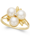 BELLE DE MER BELLE DE MER CULTURED FRESHWATER PEARL (6MM) AND DIAMOND ACCENT RING IN 14K GOLD, CREATED FOR MACY'S