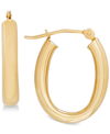 Macy's Polished Tube Oval Hoop Earrings In 10k Gold, 4/5 Inch In Yellow Gold
