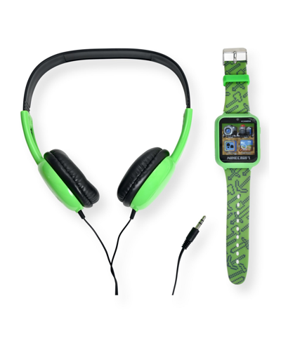 Minecraft Unisex Creeper Kids 26 Games Multi Silicone Strap Interactive Smart Watch With Over Ear Headphones, In Miscellaneous