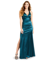 B DARLIN JUNIORS' STRAPPY-BACK SATIN GOWN, CREATED FOR MACY'S