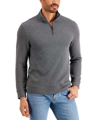 Club Room Men's Quarter-zip French Rib Pullover, Created For Macy's In Deep Black