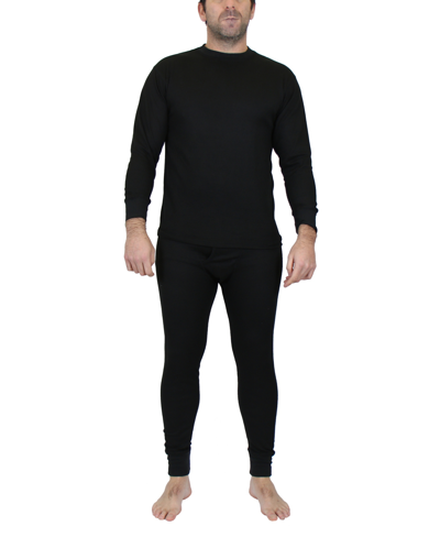 Galaxy By Harvic Men's Winter Thermal Top And Bottom, 2 Piece Set In Black