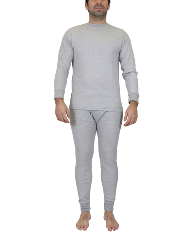 Galaxy By Harvic Men's Winter Thermal Top And Bottom, 2 Piece Set In Heather Gray