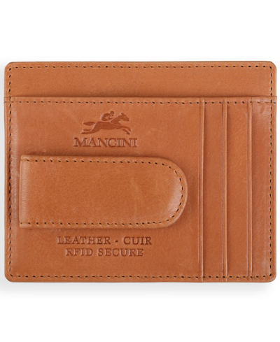 Mancini Men's Bellagio Collection Deluxe Bill Clip Card Case In Cognac