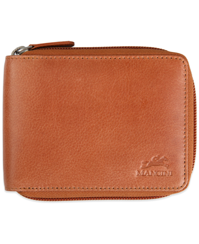 Mancini Men's Bellagio Collection Zippered Bifold Wallet With Removable Pass Case In Cognac