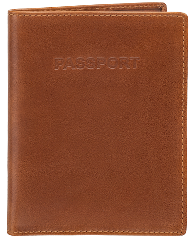 Mancini Men's Casablanca Collection Passport Holder Case In Cognac