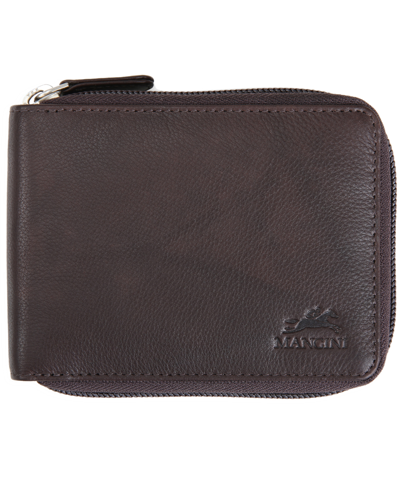 Mancini Men's Monterrey Collection Zippered Bifold Wallet With Removable Pass Case In Brown