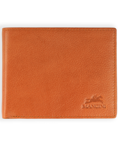 Mancini Men's Bellagio Collection Center Wing Billfold Wallet In Cognac