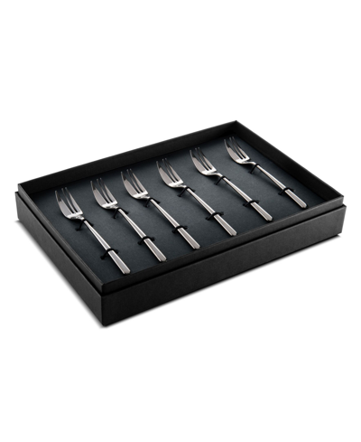 Mepra Linea Oro Nero Gift Boxed Cake Forks Set, 6 Piece In Black